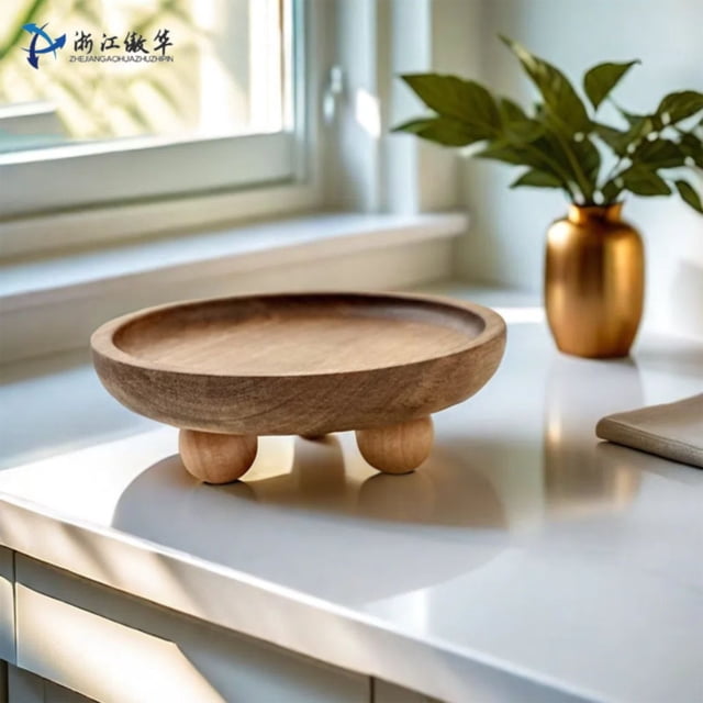 1Pc Wood Riser,Small Wooden Pedestal Stand,Round Wooden Display Riser Stand,Wooden Display Riser & Decor Tray,Farmhouse Decor for Candles Plants Bottles Mini Vases Bathroom Countertop(Brown)