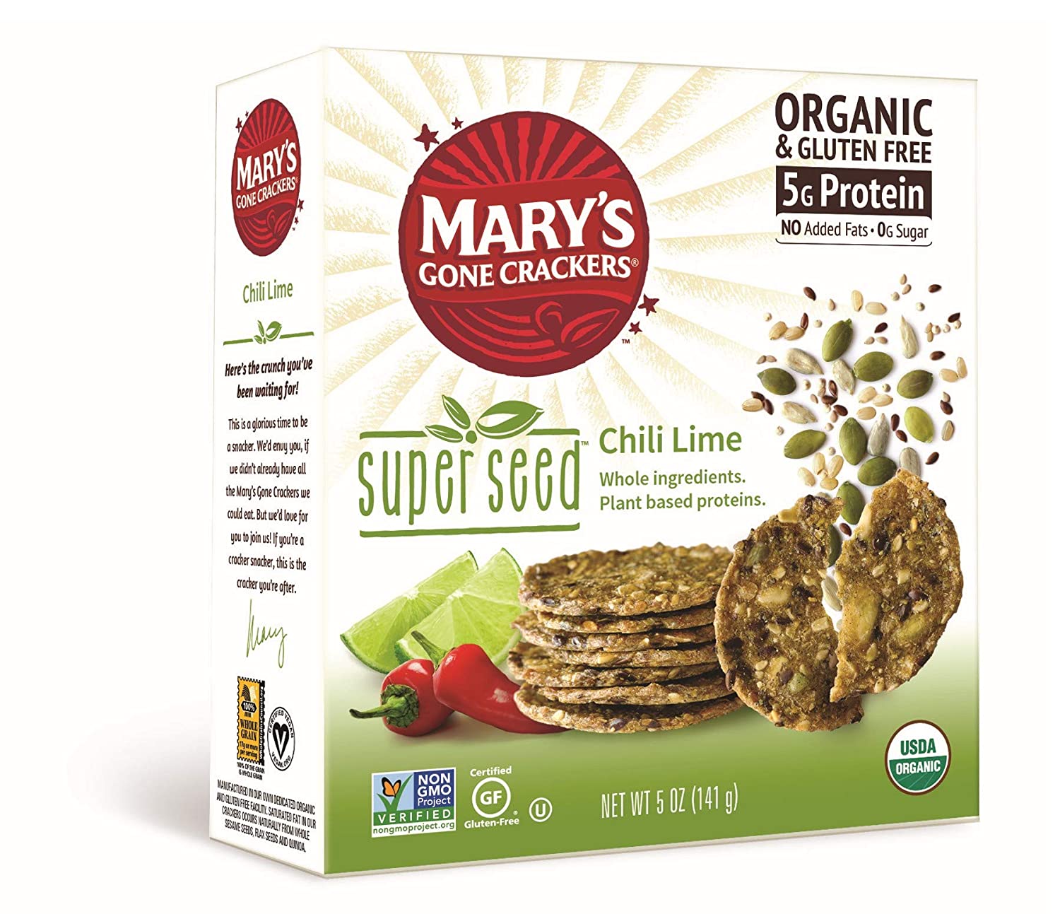 Marys Gone Crackers Super Seed Crackers, Organic Plant Based Protein
