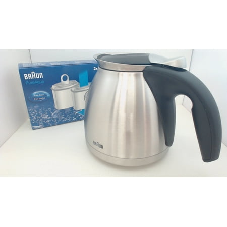 67050581WF, Coffee Maker S.S. Thermal Carafe & Water Filter Kit for Braun (Best Carafe Water Filter 2019)
