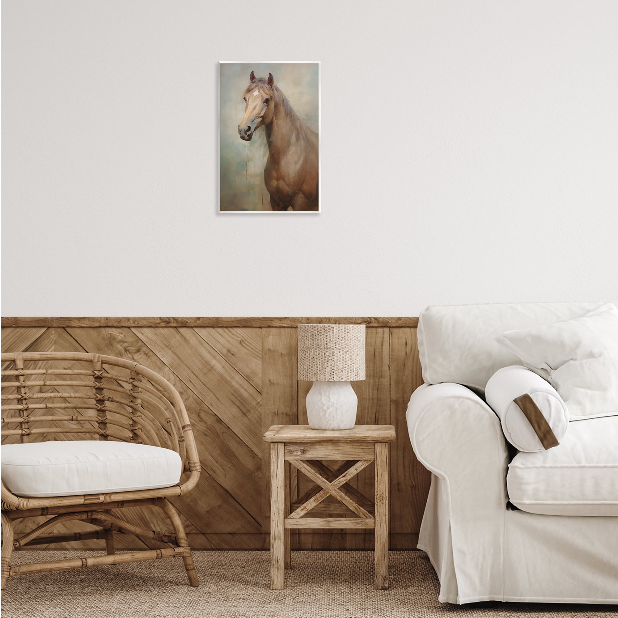 Stupell Industries Tan Horse Visage Animals & Insects Painting Unframed Art Print Wall Art, 13 x 19