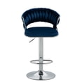 thumbnail image 4 of UIXE Velvet Navy Blue Bar Stools Set of 4 Modern High Back Swivel Barstool for Kitchen Counter Square Island, 4 of 5
