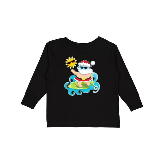 Inktastic Surfing Santa Boys or Girls Long Sleeve Toddler T-Shirt