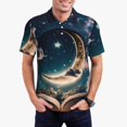 thumbnail image 1 of Balery Artistic Starry Sky Moon Book Camisa Polo de Hombre con Estampado, de Manga Corta y Tejido Medio, Camisa Tipo Golf Polo-3X-Large, 1 of 6
