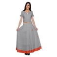 thumbnail image 2 of Moomaya Printed Cold Shoulder Cotton Crop Top Skirt Set Party Wear Ethnic Set, 2 of 6
