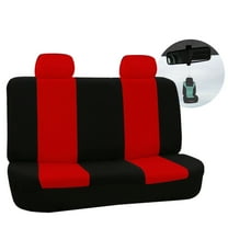 FH Group Flat Cloth Car Seat Cover, Universal Red Rear Set Seat Covers with Air Freshener