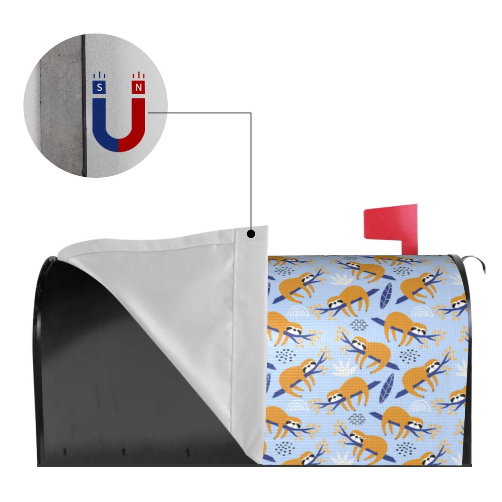 Hirioo Cute Sloth for Magnetic, Waterproof Mailbox Cover,Perfect for Fall, Winter, Spring, and Summer Outdoor Decor-21x18 in