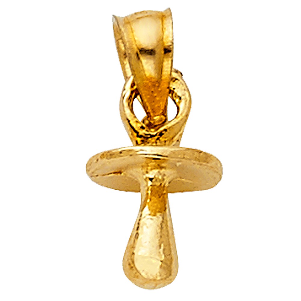 14K Yellow Italian Gold Pacifier Baby Teat Charm Pendant 7mm