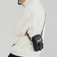 thumbnail image 3 of Bolso bandolera mini para hombre y mujer con bolsillo y estampado de rayas y letras, 3 of 8