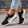 thumbnail image 3 of Women's Hollow Out Slip on Sneakers Summer Breathable Platform Tennis Shoes Lightweight Soft Sole Mesh Walking Loafers Black Size 8.5, 3 of 5