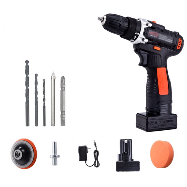 Kit de taladro / destornillador inalámbrico de 25 V, pulidora de velocidad variable de 1350 rpm, jue MABOTO Taladro eléctrico