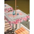 thumbnail image 2 of Outdoor Tablecloth with Umbrella Hole for Patio/Picnic/Party/Camping, Farmhouse Pig Waterproof Table Cloth Square Cover Washable, Country Pink Rose Flowers Mottled Grey (60"x 60"), 2 of 9