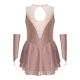 thumbnail image 4 of ranrann Ice Figure Skating Dress for Girls Rhinestone Mesh Chiffon Ballet Dance Leotard Dress Outfits Dusty Pink 16, 4 of 7