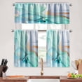 thumbnail image 1 of Mint Green Marble Kitchen Curtains Tiers and Valances Set 3 Piece for Windows Colorful Abstract Kitchen Window Curtains Set,Modern Creative Swirl Valances for Living Room(36" Tiers Set), 1 of 1
