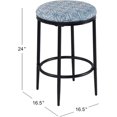 thumbnail image 2 of SLSRFDCounter Bar Stools Fabric Upholstered Bar Chairs Backless Stools for  Counter 24.5" Tall Bar Stools with Metal Footrest Round Bar Stool for Kitchen Island for Dining Room Living Room (Blue), 2 of 9