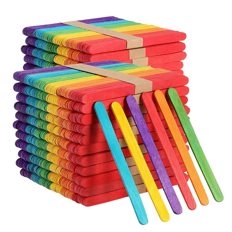Comfy Package 4.5 Colored Popsicle Stick Set Wooden Sticks for Crafts, Assorted 1000-pack