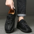 thumbnail image 6 of Mens Casual Driving Shoes Leather Loafers Lightweight Comfortable Oxford Vintage Slip Resistant Breathable Black 7.5 US, 6 of 7