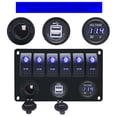 thumbnail image 3 of GELOO 6 Gang Boat Rocker Switch Panel for Boat Marine Car Blue Led Switch Panel Universal 12/24V 7.8"x4.1"x4.7", 3 of 10