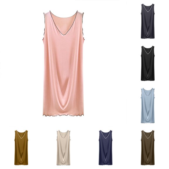 LIIPEE Womens Summer Nightgown Casual V Neck Ruffle Sleep Dress Ladies Cozy Everyday Sleepwear