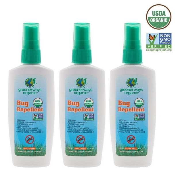 Greenerways Organic Insect Repellent Premium Usda Organic Non Gmo Natural Mosquito Repellent Bug Repellant Best Natural Bug Spray Travel Bug Repellent Bug Spray 3 Pack 3 4oz Msrp 29 97 Walmart Com Walmart Com