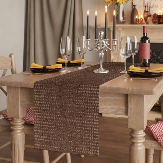 Vintage Brown Table Runner Abstract Texture Vertical Lines Tablerunners 13 x 72 Inch, Table Decorations Tabletop Scarf for Summer Gathering Holiday Farmhouse Kitchen Dining Decor