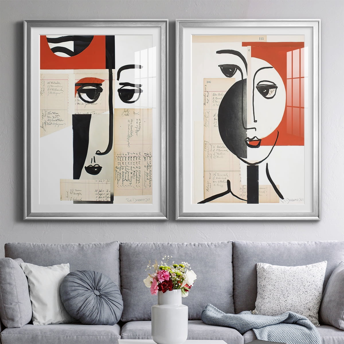 Wexford Home Faces of A Century III Premium Framed Print, 18.5" x 24.5" - Ready to Hang, Silver (Set of 2)