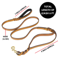 thumbnail image 5 of Dog Leash 6FT Leather Braided Comfortable Dog Rope Strong Heavy Duty Dog Training Walking Leash for Large Dog, 2 Handle Leash, 5 of 9