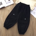 thumbnail image 5 of Hurxie Girls Cargo Pants Jogger Elastic Waist Drawstring with Pockets Uniform Pants Clothes for Teen Girls Black,5-6 Years, 5 of 5