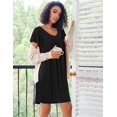 thumbnail image 4 of Ekouaer Nightgowns for Women Short Sleeve Sleep Shirts Pleated Night Dress V Neck Night Shirts Soft House Dress, 4 of 6
