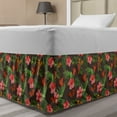 thumbnail image 1 of Tropical Bed Skirt, Exotic Butterflies Flourishes on a Dark Taupe Background, Elastic Bedskirt Dust Ruffle Wrap Around for Bedding Decor, 4 Sizes, Pale Orange Coral, by Ambesonne, 1 of 2