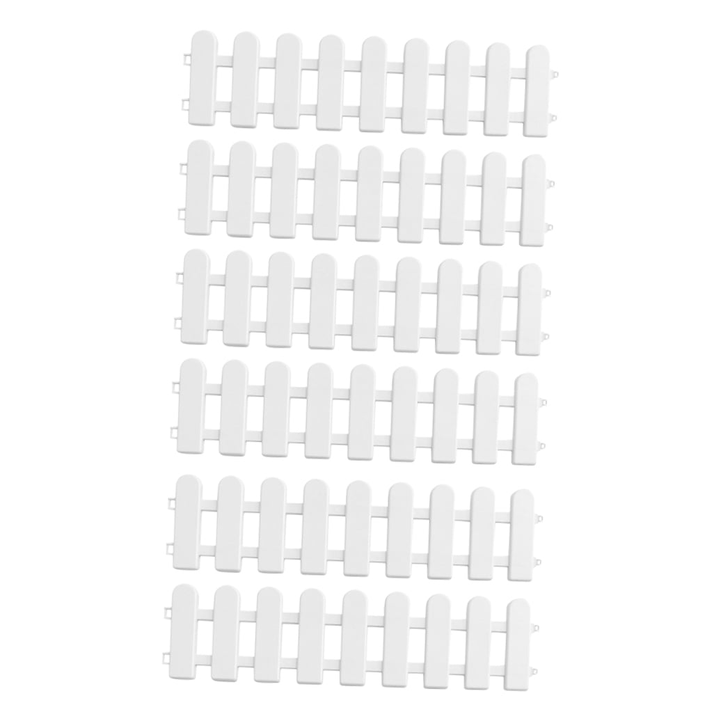 Amosfun 6-Pack White Plastic Garden Fence Panels, Lightweight and Decorative Yard Border for Lawn and Courtyard