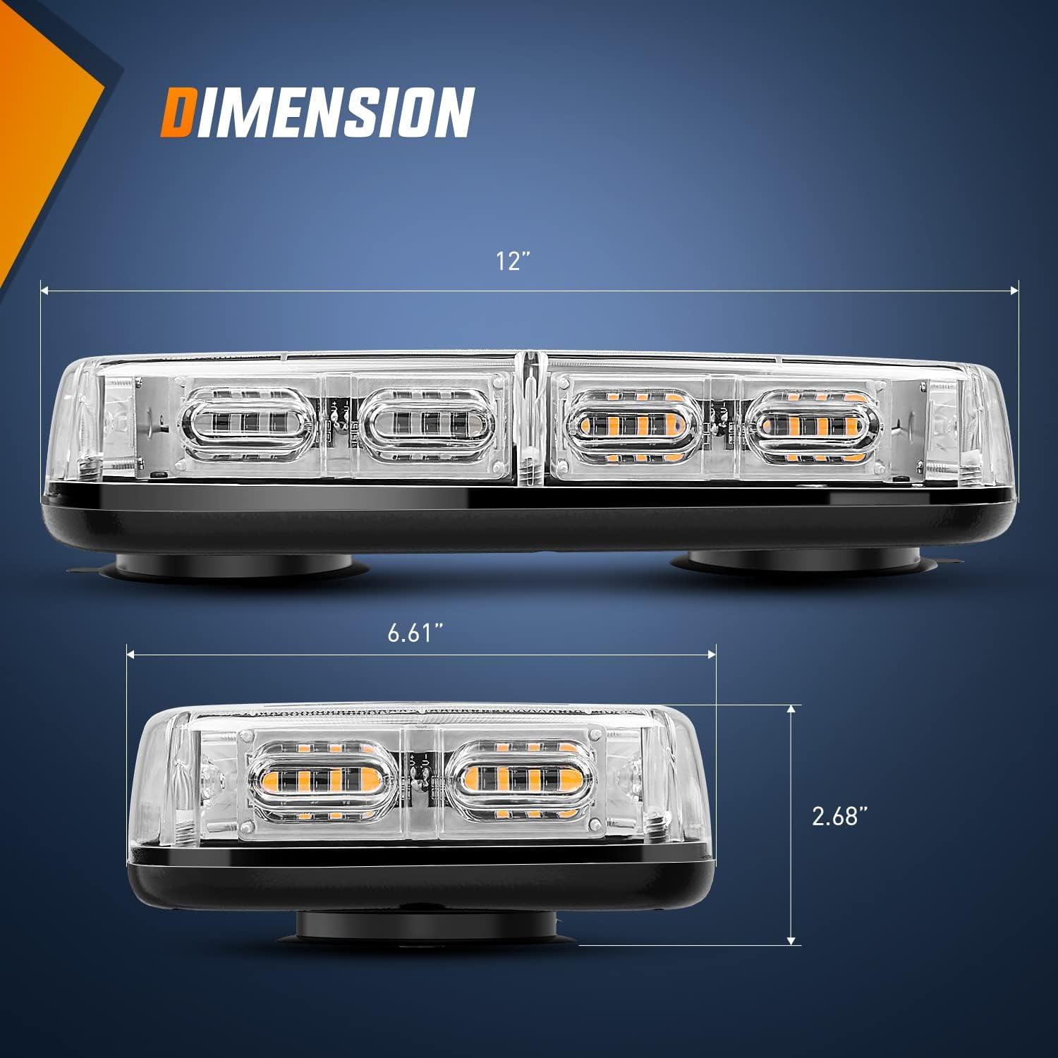 Nilight 12" Roof Top Strobe Lights 48Led Hazard Light Emergency Safety Warning Led Flashing Light Bar Magnetic Mount 12V 24V for Cars Trucks Snow Plows