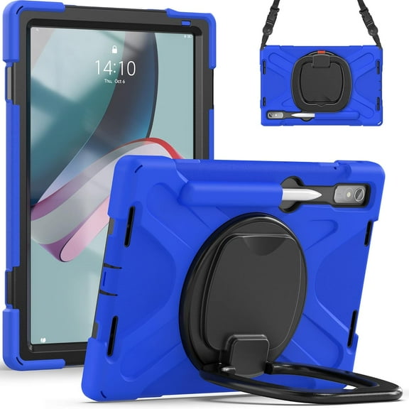 REQO Case Compatible with Lenovo Tab P11 Pro 11.2 Inch Gen2 2022(Model:TB-132FU/138FC): 3-Layer Structure Portable Hybrid Shock-Proof Cover Rotatable Hook&Loop Kickstand,Shoulder Strap