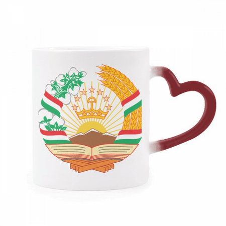 

Tajikistan Asia National Emblem Heat Sensitive Mug Red Color Changing Stoneware Cup