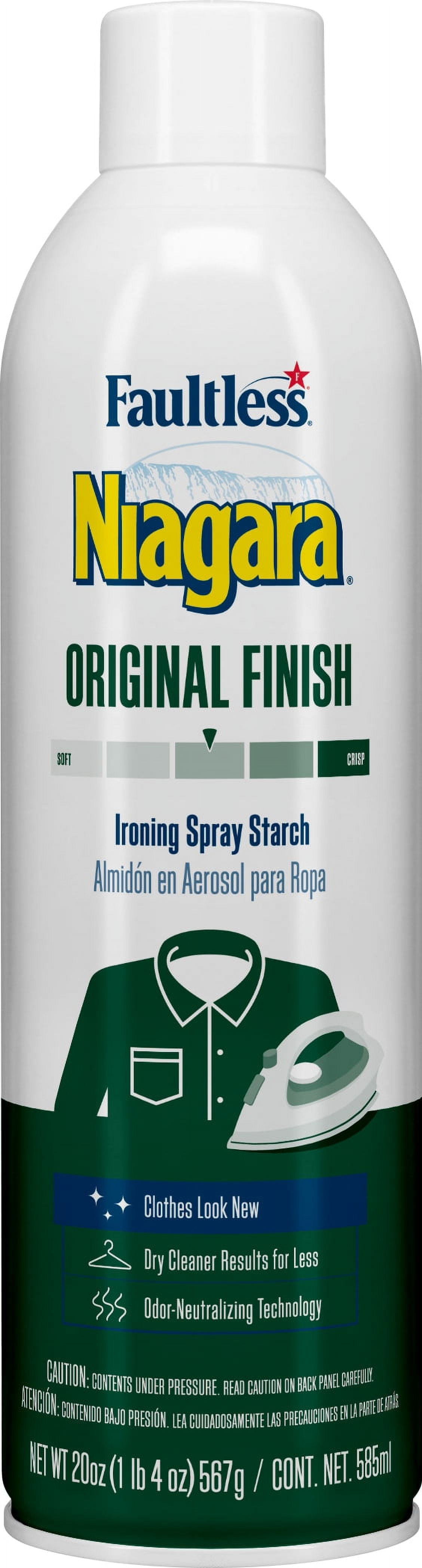 Faultless Niagara Original Finish Ironing Spray Starch 20 Oz, Stain  Remover & Softener