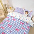 thumbnail image 3 of spefrowx Gingham Check Bow Twin Duvet Cover for Kids, Pink Blue Plaid Patchwork Twin Bedding, Stars Reversible, 2 Pieces, 1 Duvet Cover and 1 Pillowcase, 3 of 6
