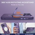 thumbnail image 4 of Case for iPhone 14 Pro,  [Compatible with Magsafe] with 360° Rotatable Ring Holder Invisible Stand Slim Translucent Matte Women Men Shockproof Protective Phone Cover 6.1 Inch, Purple, 4 of 17