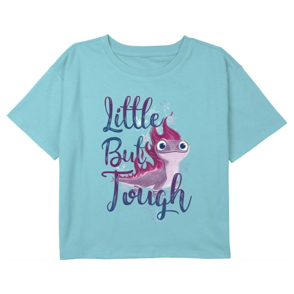 Girl's Frozen 2 Bruni Little But Tough Graphic Cropped T-Shirt Blue Medium