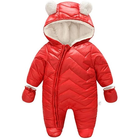Baby Girls Snow Suits Toddler Winter Jumpsuit Outwear For Toddler Boys Girls Down Jacket Set Long Sleeve Windproof Baby Clothes Boy 3-6 Months