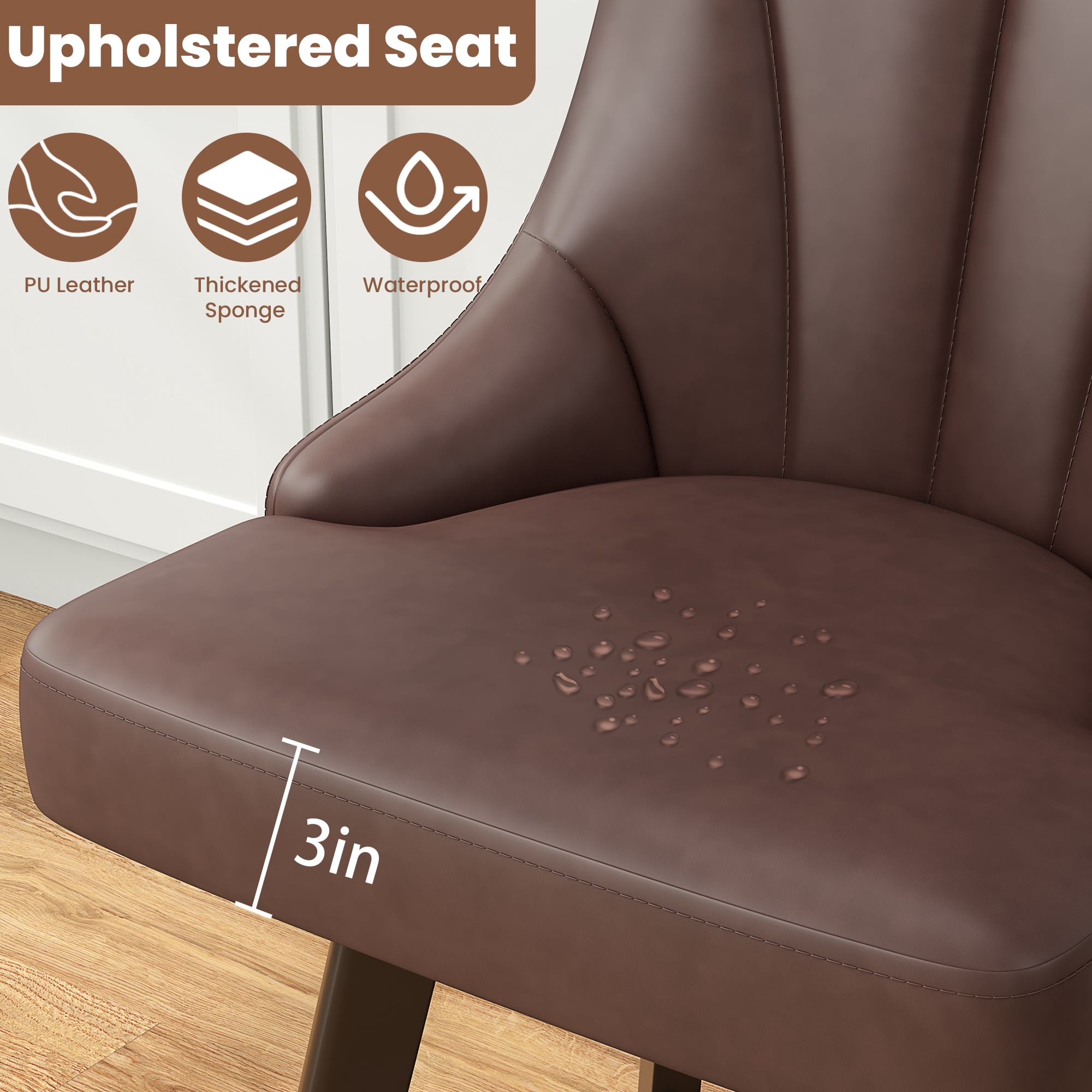 LainTene 24" Counter Height Swivel Bar Stools Set of 6, PU Leather Upholstered Counter Barstools with Solid Wood Legs and Backs for Kitchen Island, Home Bar