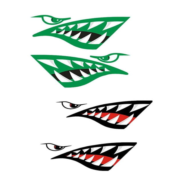4pcs Calcomanías de de Huesos Pescado Etiqueta Adhesiva de Decoración para Kayak Canoa shamjiam Etiqueta de los dientes del tiburón