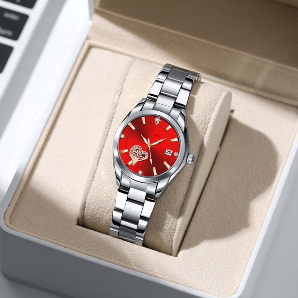 Watches for Women Analog Quartz Silver Stainless Steel Watches Luminous Waterproof Ladies Dress Watch