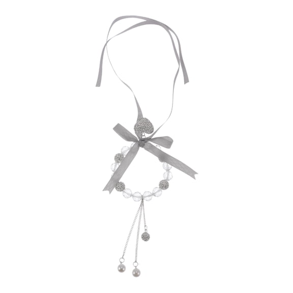 1 Pcs Metal Faux Crystal Heart Car Rear View Mirror Pendant Accessories Car Hanging Ornament White