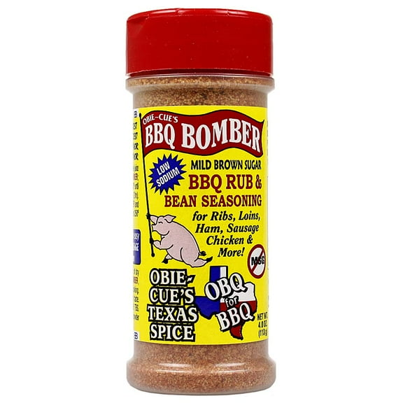 Obie Cues BBQ Bomber Mild Brown Sugar Rub & Bean Seasoning No Gluten or MSG 4 Oz