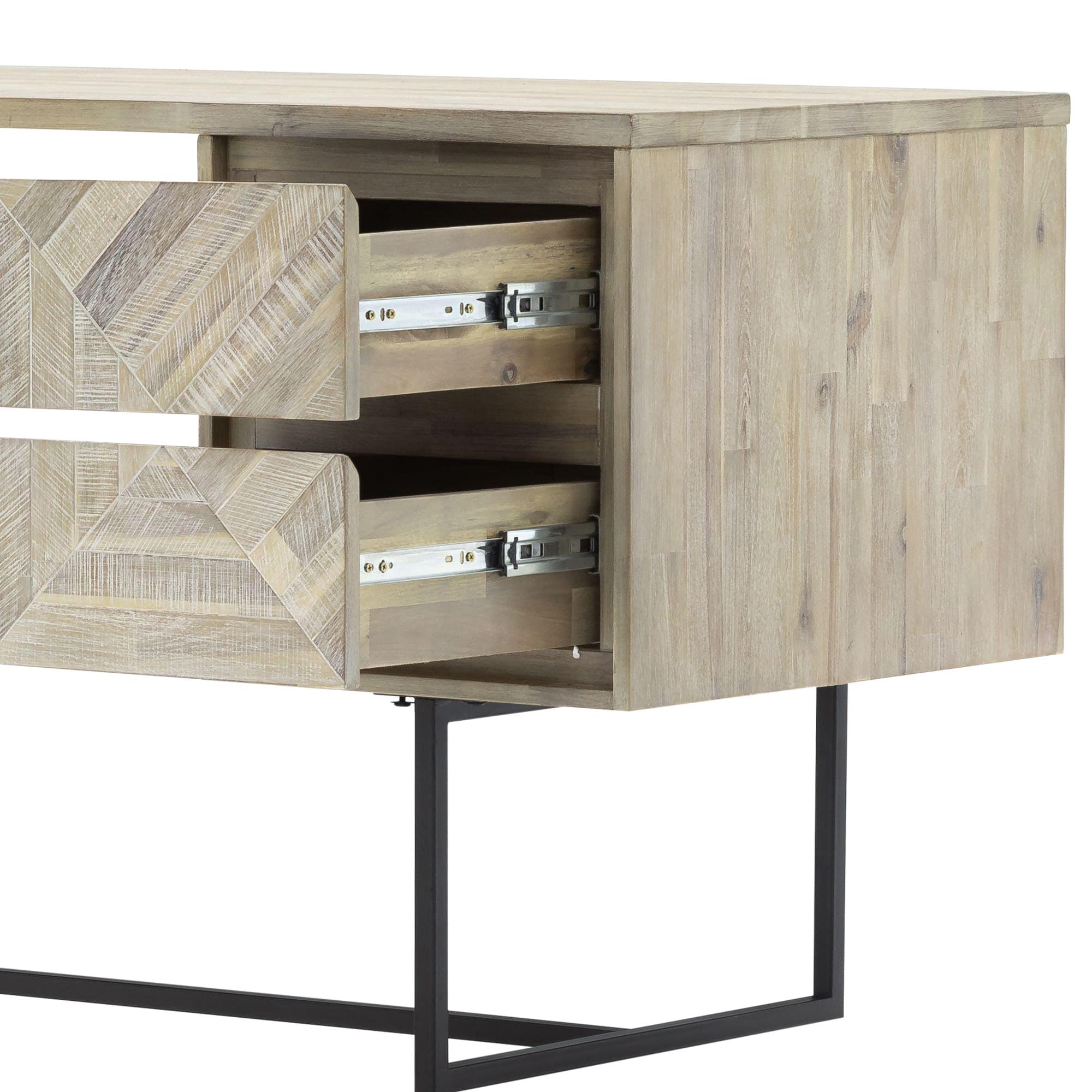 2 Drawer Desk in Natural Acacia Wood