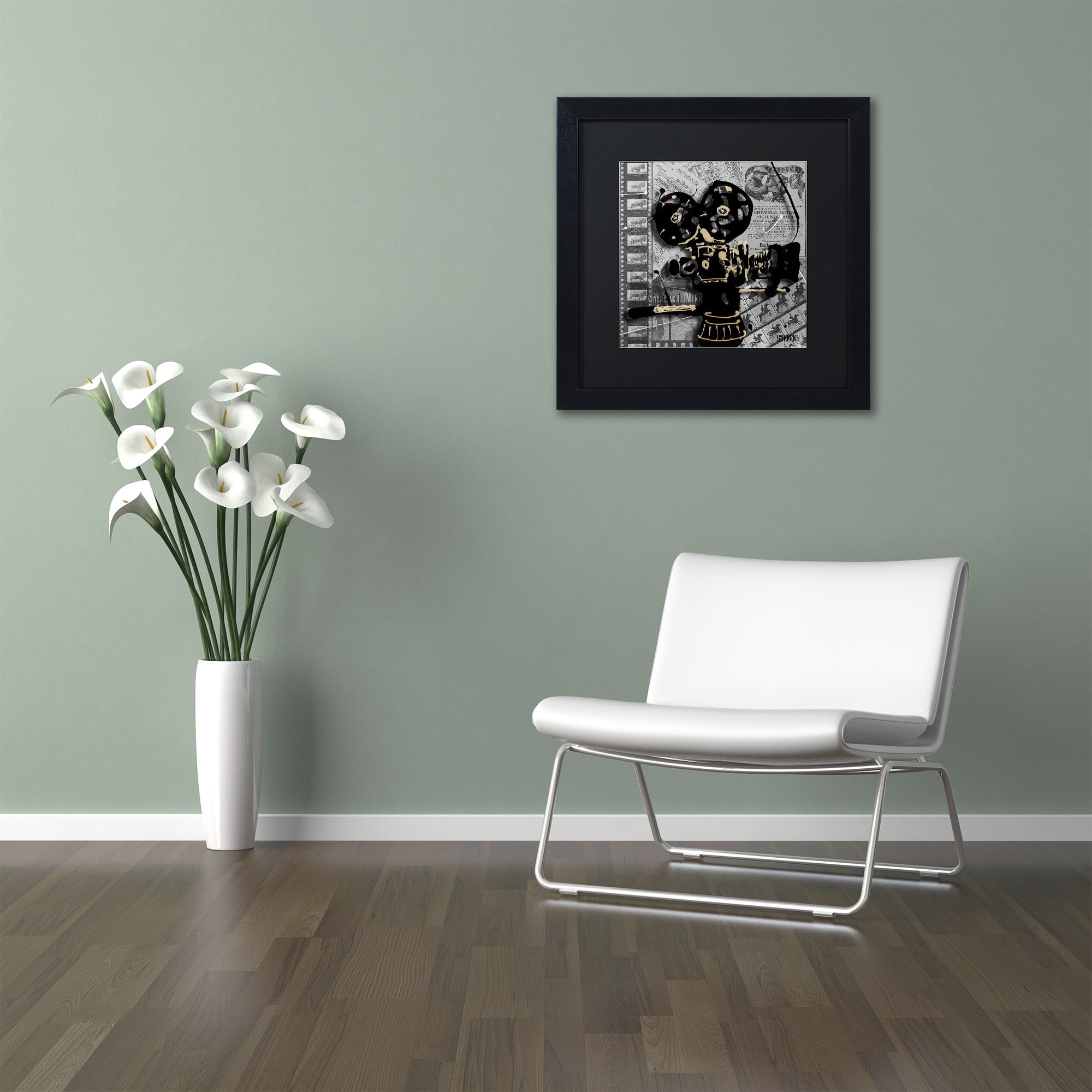 Trademark Fine Art "Movie Camera" Canvas Art by Roderick Stevens, Black Matte, Black Frame