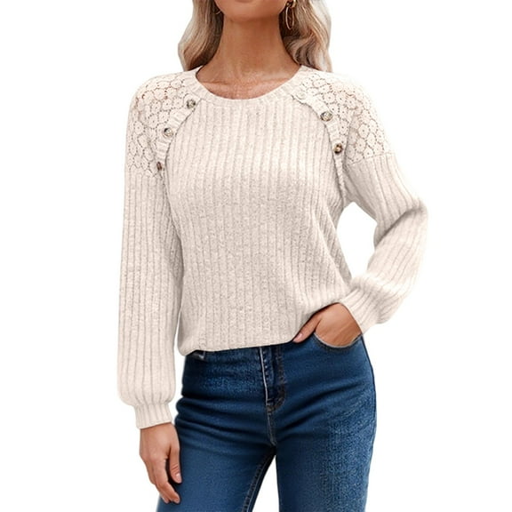 EDFBUYKRS Female Sweaters Womens Sweaters Hoodies Ribbed V Neck Pullover Sweatshirts for Fall Outfits Fall Sweater L