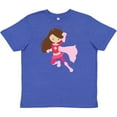 thumbnail image 3 of Inktastic Superhero Girl, Cute Girl, Brown Hair, Pink Cape Youth T-Shirt, 3 of 5