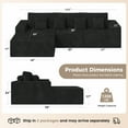 thumbnail image 5 of Daluvenix 111” Modular Sectional Sofa, Cloud Sectional Couch with L-Shape Chaise, Upholstered Comfy Deep Seat Couch for Living Room Bedroom, No Assembly Required, Black(corduroy Fabric), 5 of 9