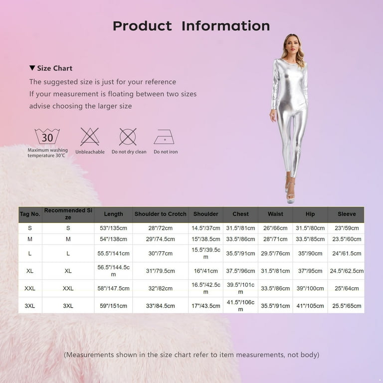 CHICTRY Womens Metallic Shiny Full Body Jumpsuit Long Sleeve