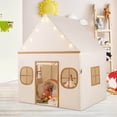 thumbnail image 4 of Costway Kids Play Tent with Padded Mat, Star Lights, Side Storage Bags, Door & Windows Brown, 4 of 10